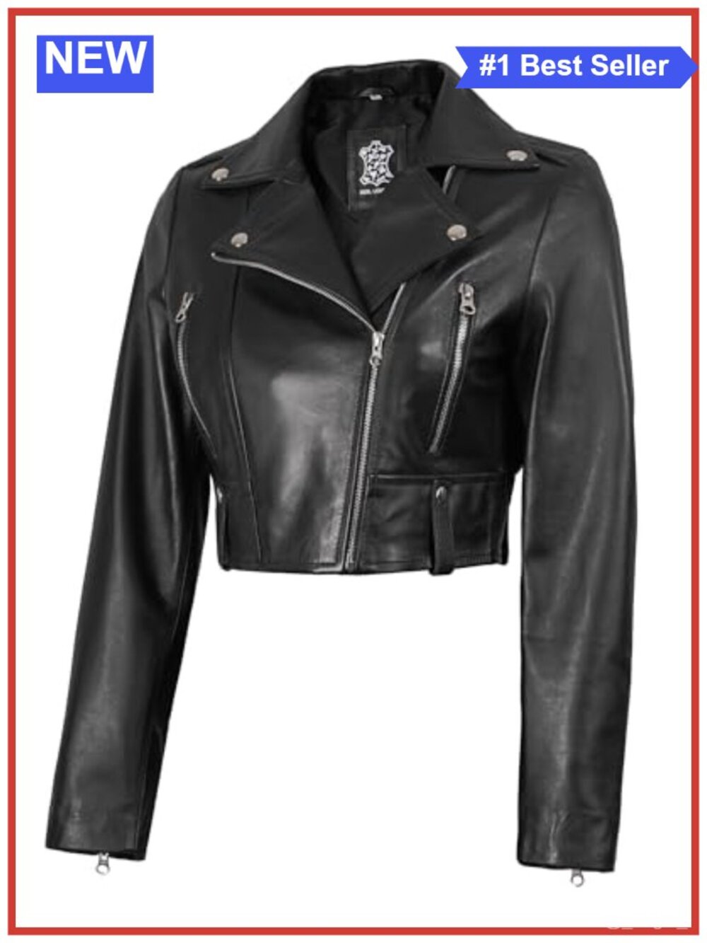Real Lambskin Asymmetrical Cropped Leather Jacket Women Moto Biker